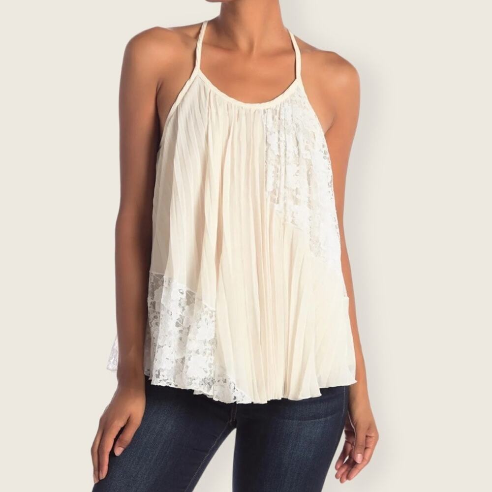 EUC | Derek Lam 10 Crosby | Pleated Lace Camisole | Cream/White | Size 00